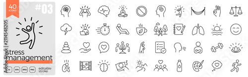 Bild auf Leinwand Stress management outline icon set