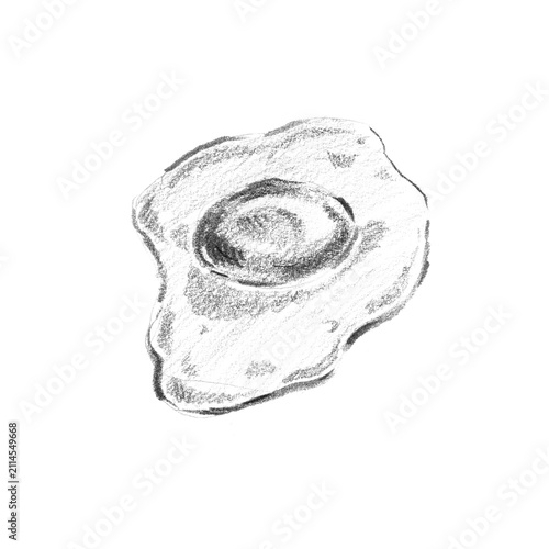 A fried egg with a yolk resting inside an open eggshell pencil sketch. Perfect for morning breakfast plates, brunch cafe menus, and cozy kitchen prints.