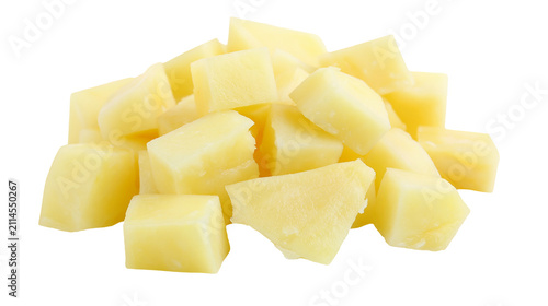 фотографія Diced Raw Potatoes Cubes Pile