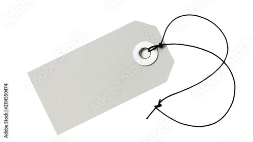Canvastavla Blank light gray paper tag with black string and metal eyelet