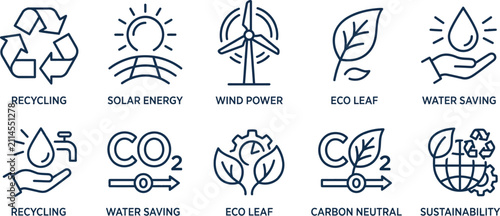 Eco friendly icons set sustainability and recycling symbols vector