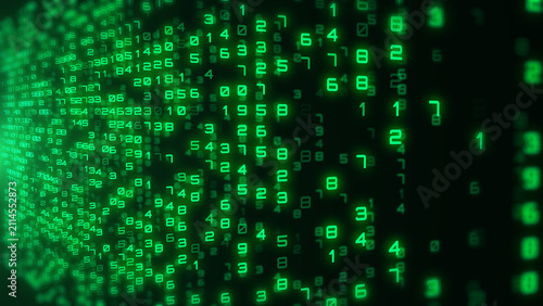 Classic Green Matrix Binary Code Rain for Cyber Security Presentations, Hacking Scenes, and Programming Content. Digital Code Background with Digits Moving on Screen Illustration