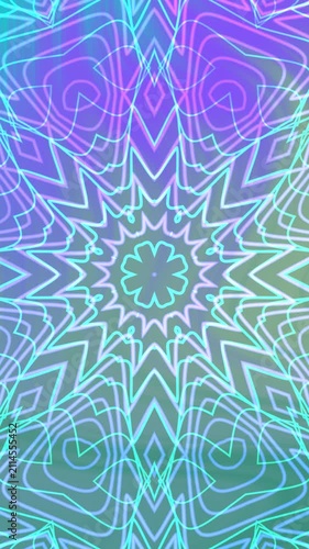 Vivid neon mandala pattern with colorful gradients for intricate design projects. Great for backgrounds, textiles, prints, and digital art.