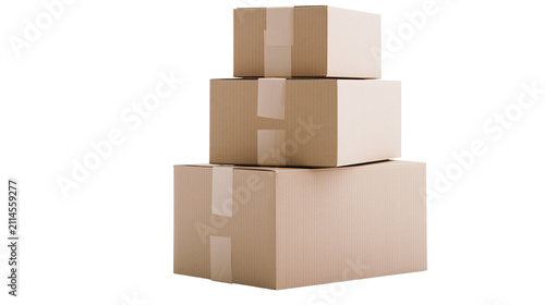 Stack of three cardboard shipping boxes