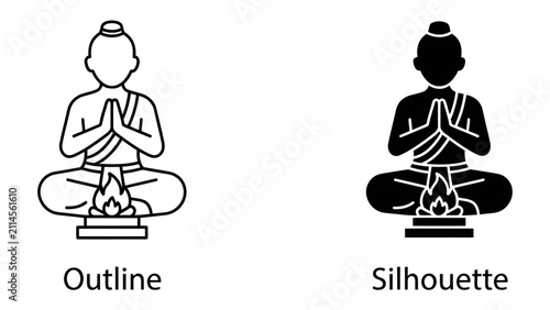 Obraz na płótnie Spiritual Serenity: A representation of spiritual devotion, showing a figure in meditation with hands clasped in prayer, a symbol of peace and mindfulness