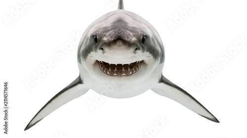 фотографія Great white shark head front view with open mouth and sharp teeth