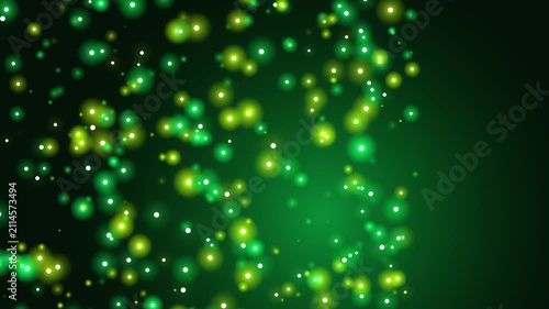 Abstract green glowing particles floating background motion graphic