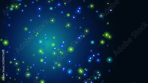 Abstract blue and green glowing bokeh light background