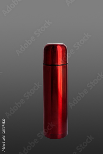 Cherry metal thermos.