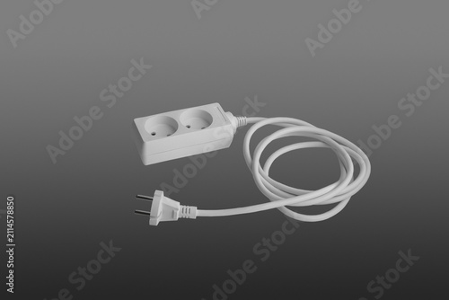 A white electrical cord with a white plug on the end.