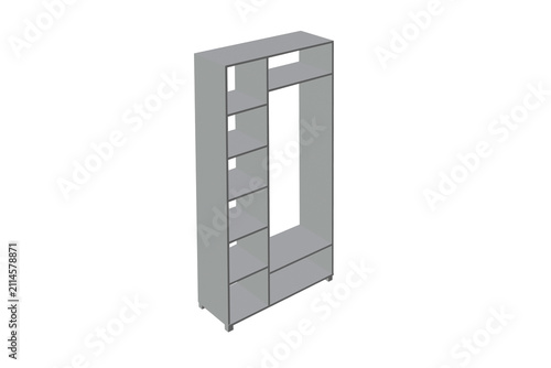 Wardrobe with shelves.