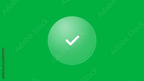 Glassmorphism checkmark animation on green background for successful task completion, user