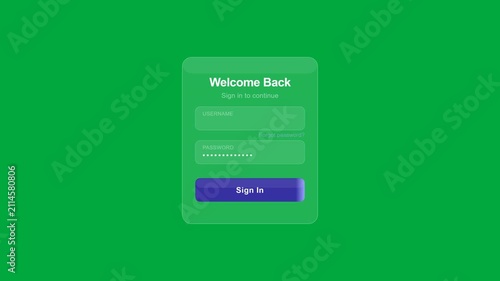 Glassmorphism login form ui element with input fields and sign in button for web development and