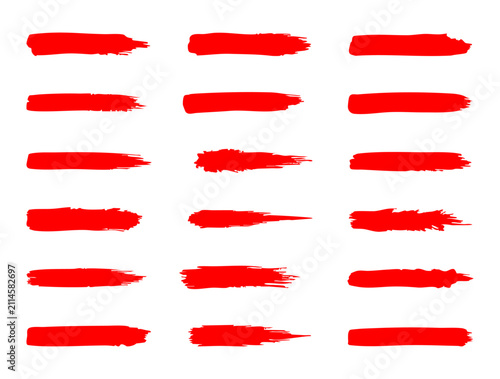 red brush stroke set. red brush stroke set paint banner underline marker graphic element design collection
