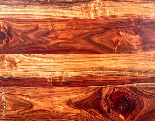 Rich Brown Hardwood Surface with Sunlight Reflection