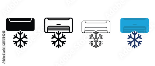 air conditioning units depicted with snowflakes illustrating cooling effects in winter conditions