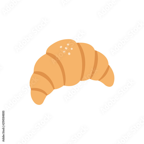 Flat croissant icon. Minimal French pastry vector illustration isolated on white background.