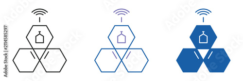 Smart Home IoT Hexagon Connectivity Icon Set Outline Two-Tone Glyph
