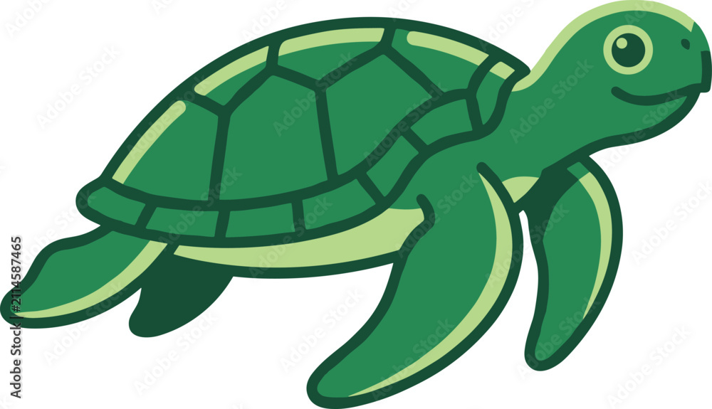 Fototapeta premium Cute Sea Turtle Swimming Detailed Vector Marine Illustration