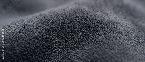 Macro Shot of Dark Grey Plush Microfiber Textile Surface