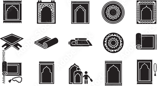 Black and white line of doors and architectural symbols with people and abstract line doors architecture