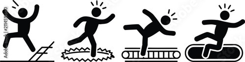 Konstfotografi Man falling in different funny poses vector illustration