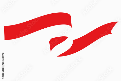 Red and white ribbon flag flat vector for indonesian independence day celebration, kemerdekaan indonesia design element