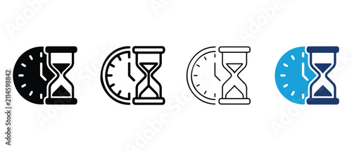 clock and hourglass icons representing time management and productivity concepts