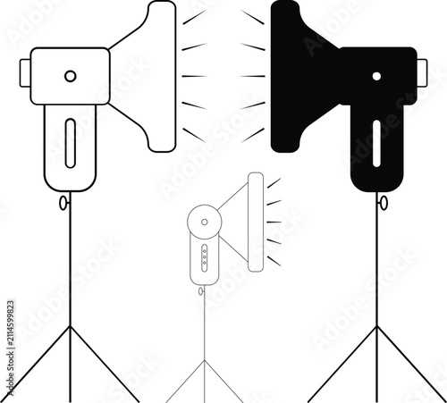 Minimalist Studio Photography Lighting Equipment Vector Icons