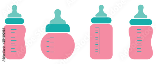 Quadro su tela Baby Bottle Vector Outline Icon for newborn care, infant feeding, parenting, healthcare and child development designs