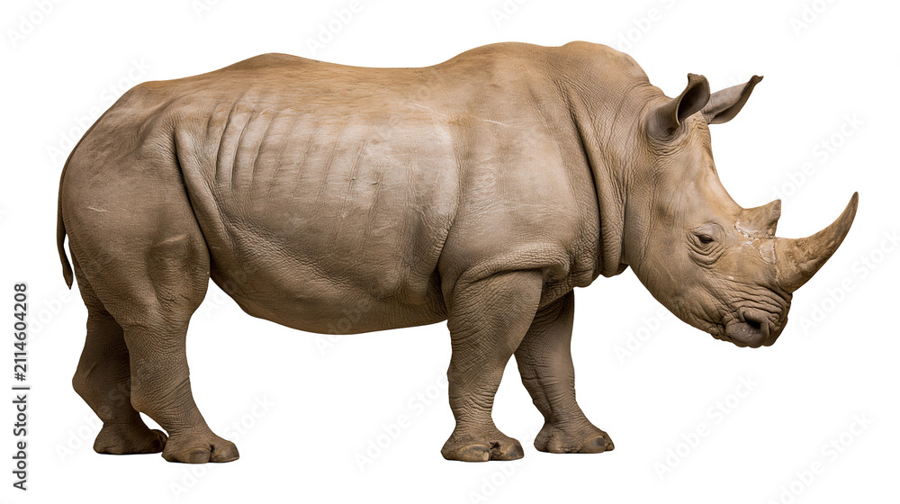 Fototapeta premium White rhinoceros standing profile view