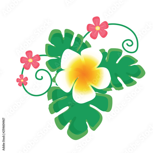 Tropical flowers illustration design summer vibes