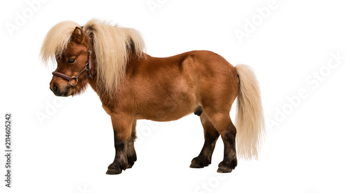 Cuadro en lienzo Brown miniature horse with blonde mane and tail