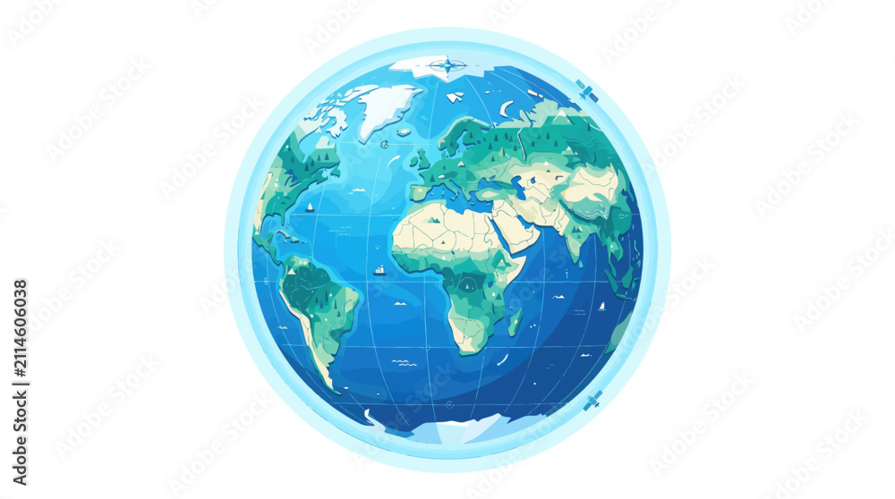 Fototapeta premium Stylized Earth Globe Vector Illustration On White Background