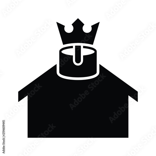 Quadro su tela House silhouette with knight helmet and crown icon representing royal property m