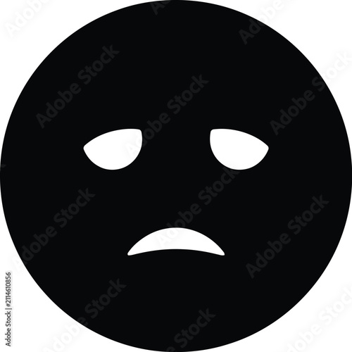 Canvastavla A simple black and white icon of a sad face emoji showing feelings of depression