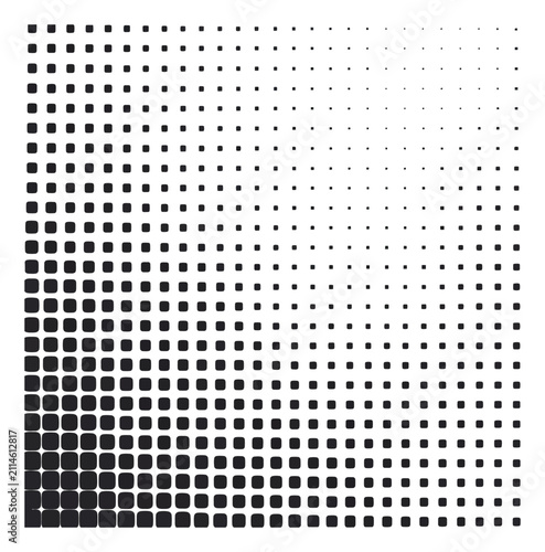 Patrón abstracto de semitonos con cuadrados degradados sobre fondo blanco