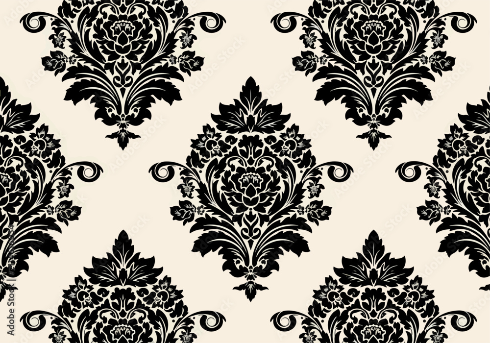 Obraz premium Vintage Luxury Damask Pattern With Intricate Gold Floral Elements