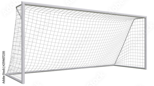 White metal soccer goal with net