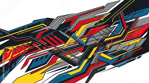 Sharp red and yellow racing livery stripe graphic.