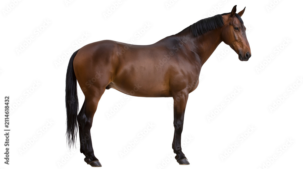 Obraz premium Brown horse with black mane and tail standing