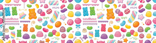 Fotografie Colorful Assorted Candies and Sweets Pattern