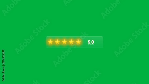 animated five star customer feedback rating bar filling up, digital performance review and user
