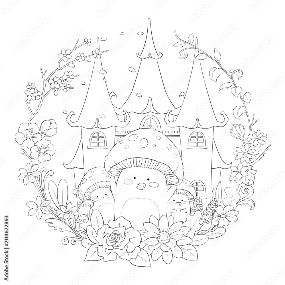 Naklejka premium Coloring page. Hand-drawn coloring book for children and adults