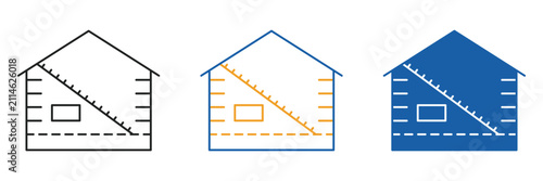 Building Energy Efficiency Insulation Icon Set Outline Two-Tone Glyph