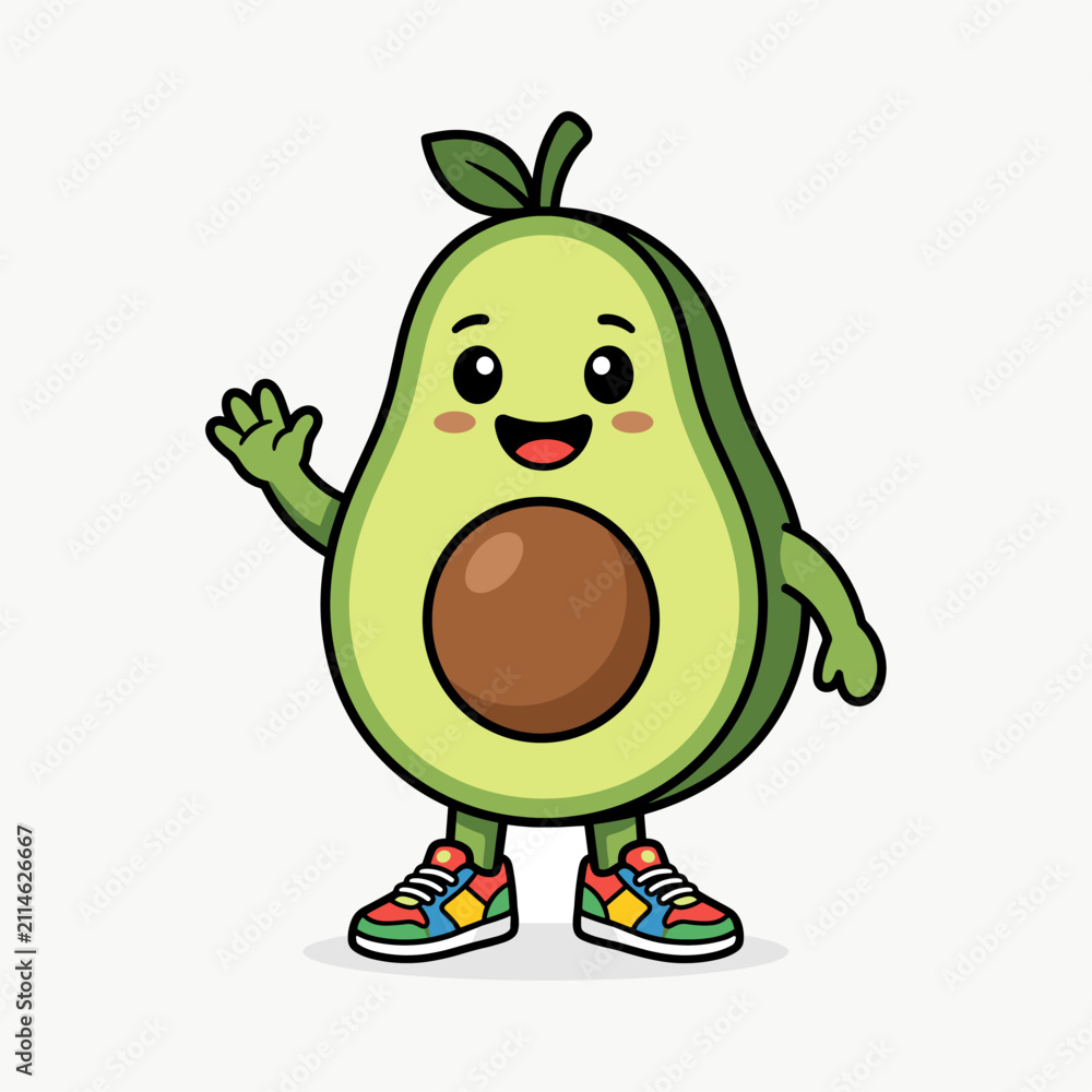 Fototapeta premium Happy avocado mascot cartoon