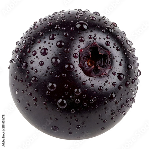 Fresh blackcurrant berry covered with water drops on transparent background