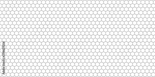 Honeycomb mosaic hexagons background. Plain hexagon grid with bold cells. Hexagon cells. Seamless tileable vector illustration.