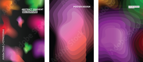 Canvastavla Abstract Gradient Poster Set with Blurred Neon