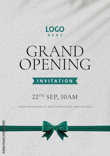 Clean luxury grand opening with leaf shadow design template